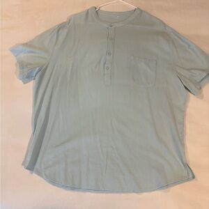 SHEIN Light Blue Short Sleeve Henley Tee